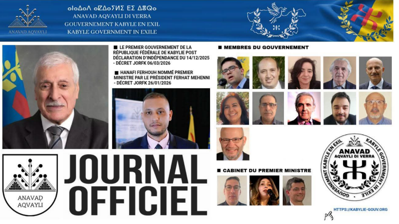 Le gouvernement kabyle en exil officialise la formation d’un nouvel exécutif