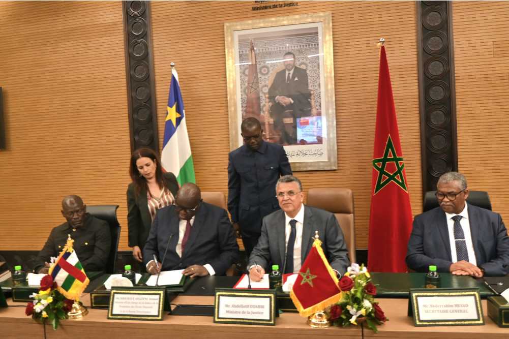 Le Maroc et la République Centrafricaine signent un accord pour le développement de la gestion judiciaire et le renforcement de la coopération juridique.